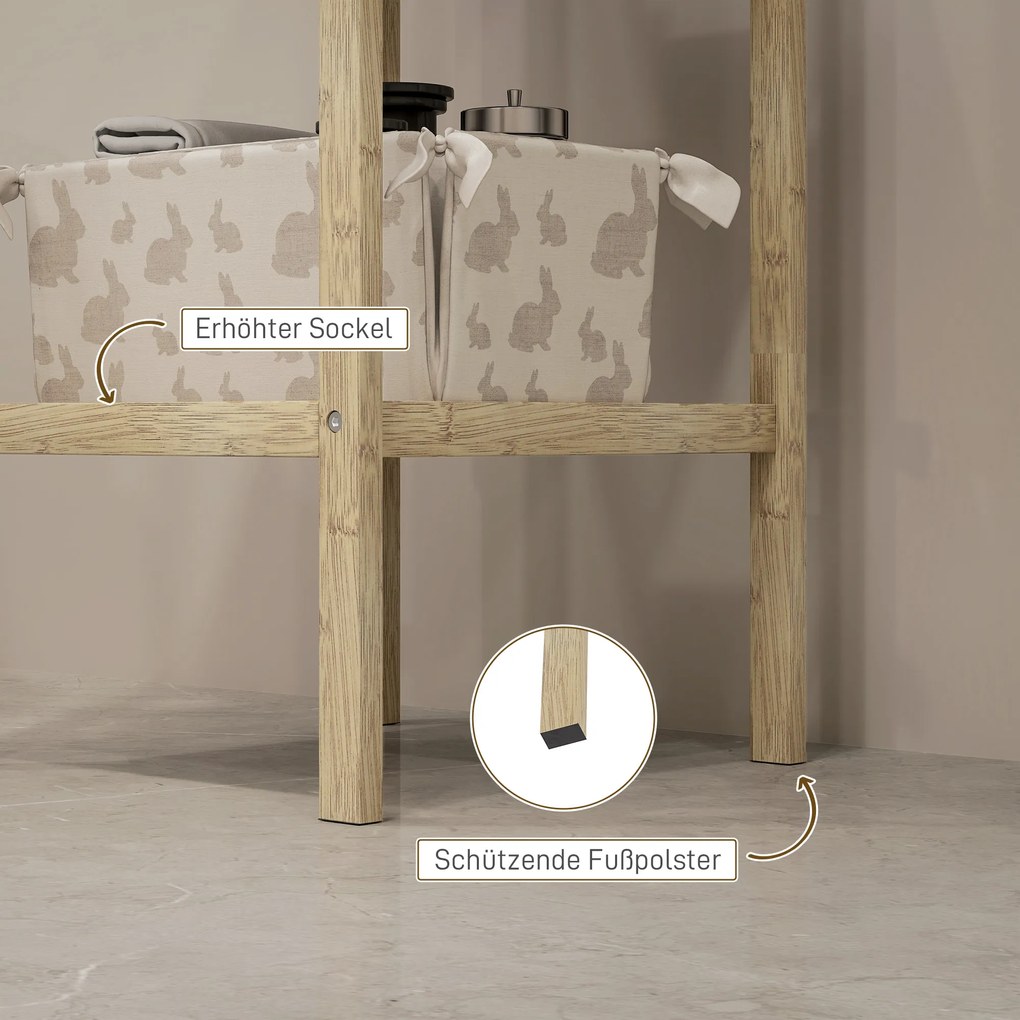 Ράφι μπάνιου HOMCOM, 3 επίπεδα, ανθεκτικό στην υγρασία, μπαμπού, 33 x 31 x 78 cm