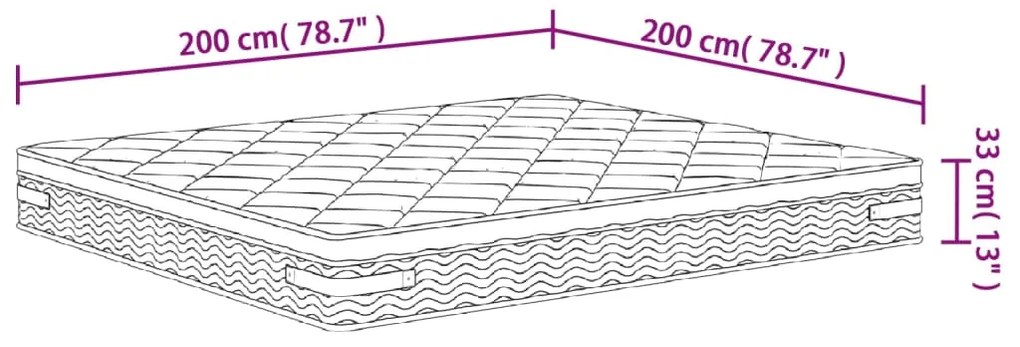 Στρώμα με Pocket Springs Μεσαία Plus Σκληρότητα 200 x 200 εκ. - Λευκό