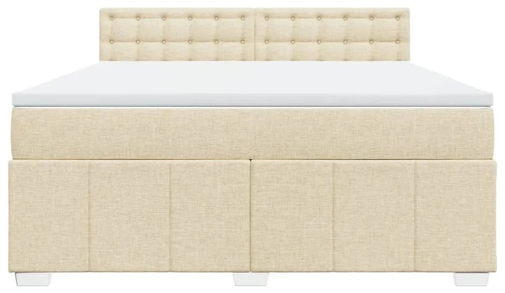 Κρεβάτι Boxspring με Στρώμα Κρεμ 180x200 εκ. Υφασμάτινο - Κρεμ