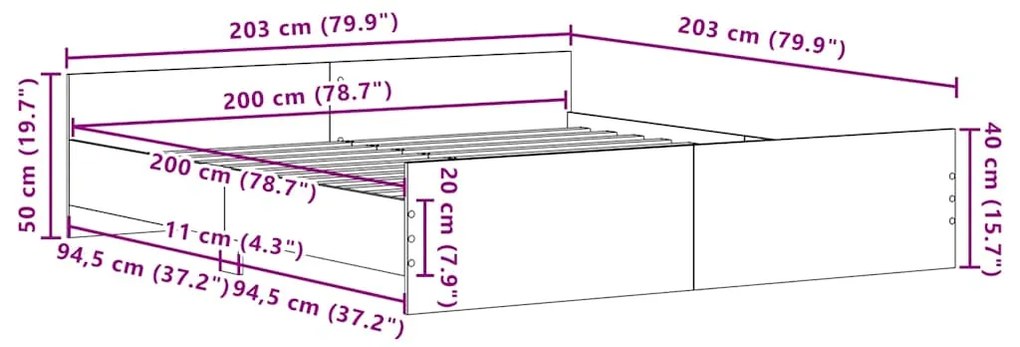 ΠΛΑΙΣΙΟ ΚΡΕΒΑΤΙΟΥ ΧΩΡ. ΣΤΡΩΜΑ ΜΑΥΡΗ ΔΡΥΣ 200X200 ΕΚ ΕΠΕΞ. ΞΥΛΟ 3329305