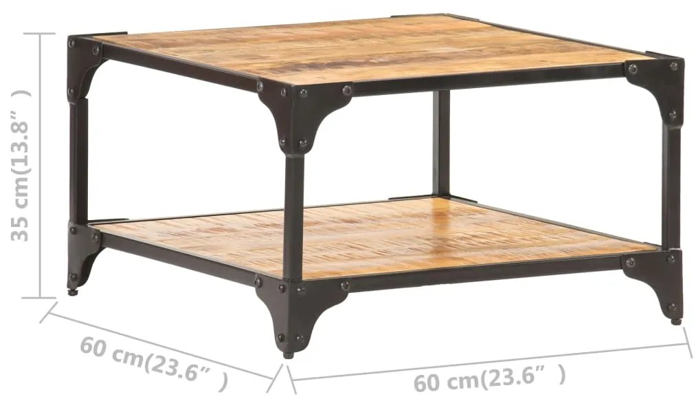 vidaXL Τραπεζάκι Σαλονιού 60 x 60 x 35 εκ. από Μασίφ Ξύλο Μάνγκο