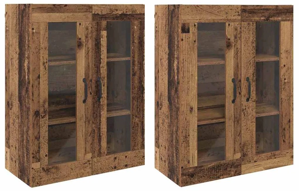 vidaXL Ντουλάπια Τοίχου 2 pcs Παλαιό ξύλο 69.5 x 34 x 90 εκ.