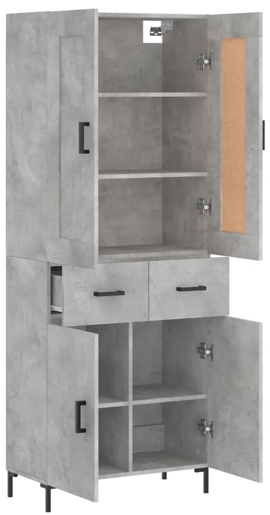 vidaXL Ντουλάπι Γκρι Σκυροδέματος 69,5x34x180 εκ. Επεξεργασμένο Ξύλο