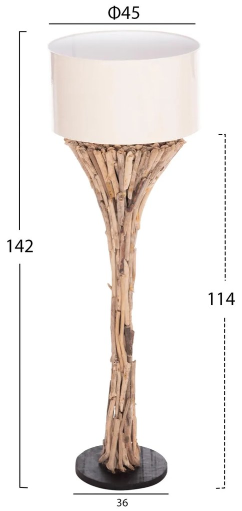 Διακοσμητικό Φωτιστικό Δαπέδου ALTAR C4433 Driftwood Φυσικό - PVC Λευκό Φ45x142Υ εκ. 45x45x142 εκ.