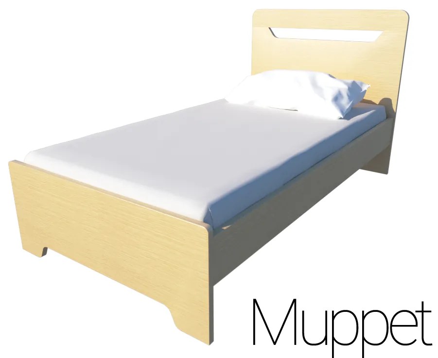 Παιδικό Μονό 90x190 Κρεβάτι Irven Muppet Χρώμα Δρυς