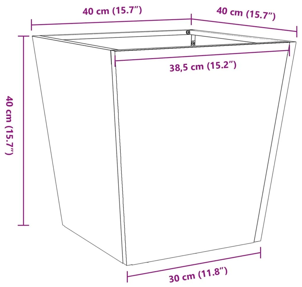 Ζαρντινιέρα Κήπου 40x40x40 cm Ατσάλι σκληρυθέν στον αέρα - Καφέ