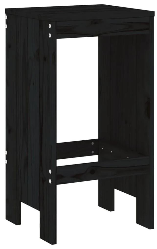 Σκαμπό Μπαρ 2 Τεμ. Μαύρα 40 x 36 x 75 εκ. από Μασίφ Ξύλο Πεύκου - Μαύρο