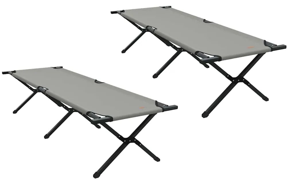 vidaXL Αναδιπλούμενο Κρεβάτι Κάμπινγκ 2 pcs Γκρι Ύφασμα Oxford