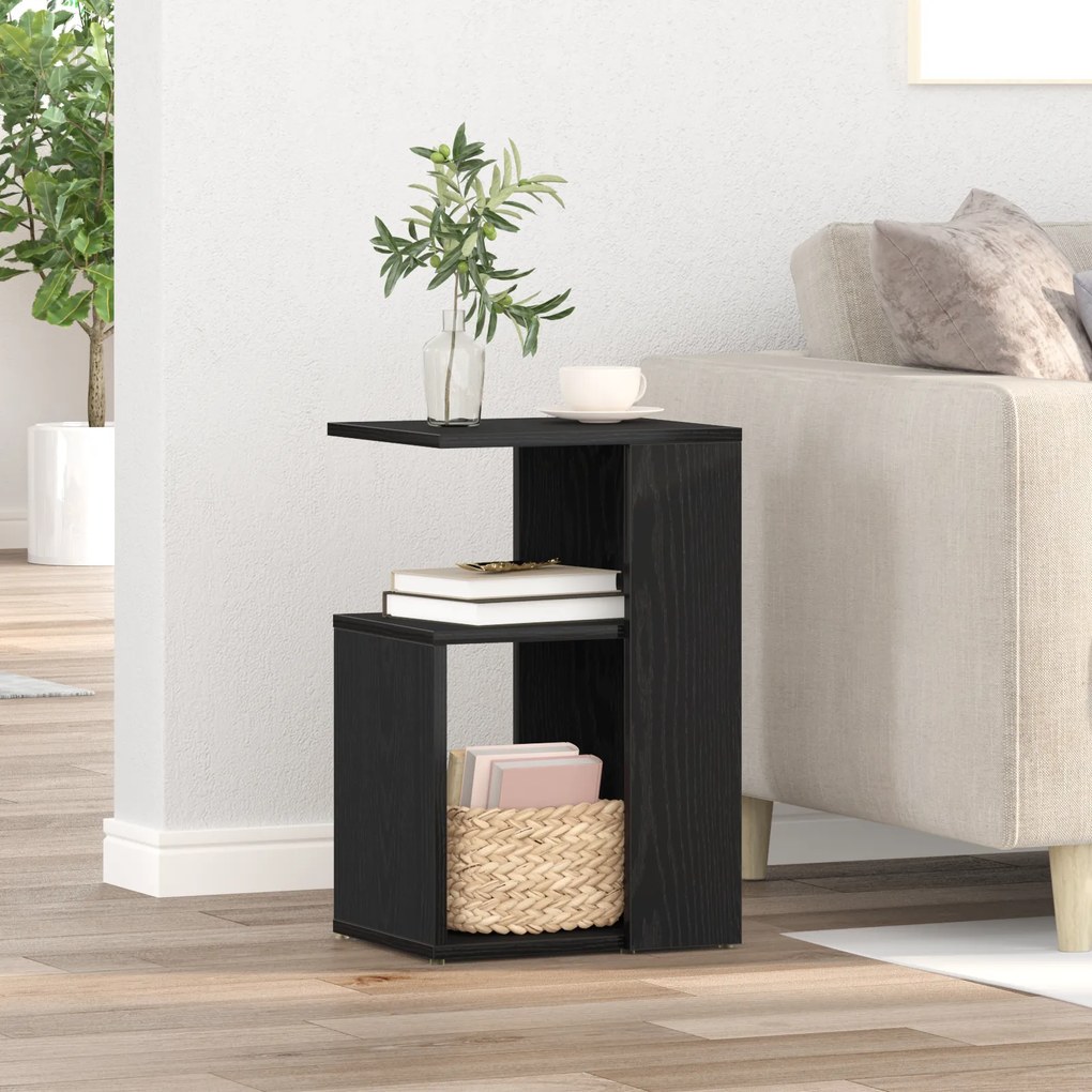 vidaXL Τραπέζι πλευράς Μαύρο Δρυς 36x30x56 εκ Επεξεργασμένο ξύλο