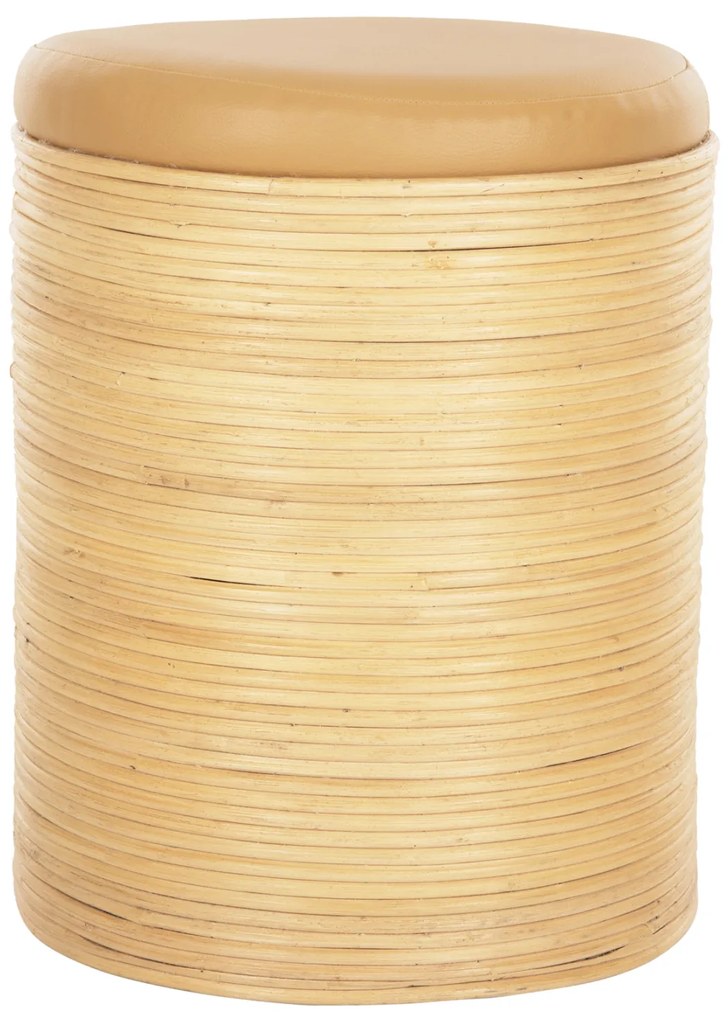 Σκάμπο Mitch Φυσικό Rattan-Καθισμα από PU Μπεζ Φ37x47Yεκ.