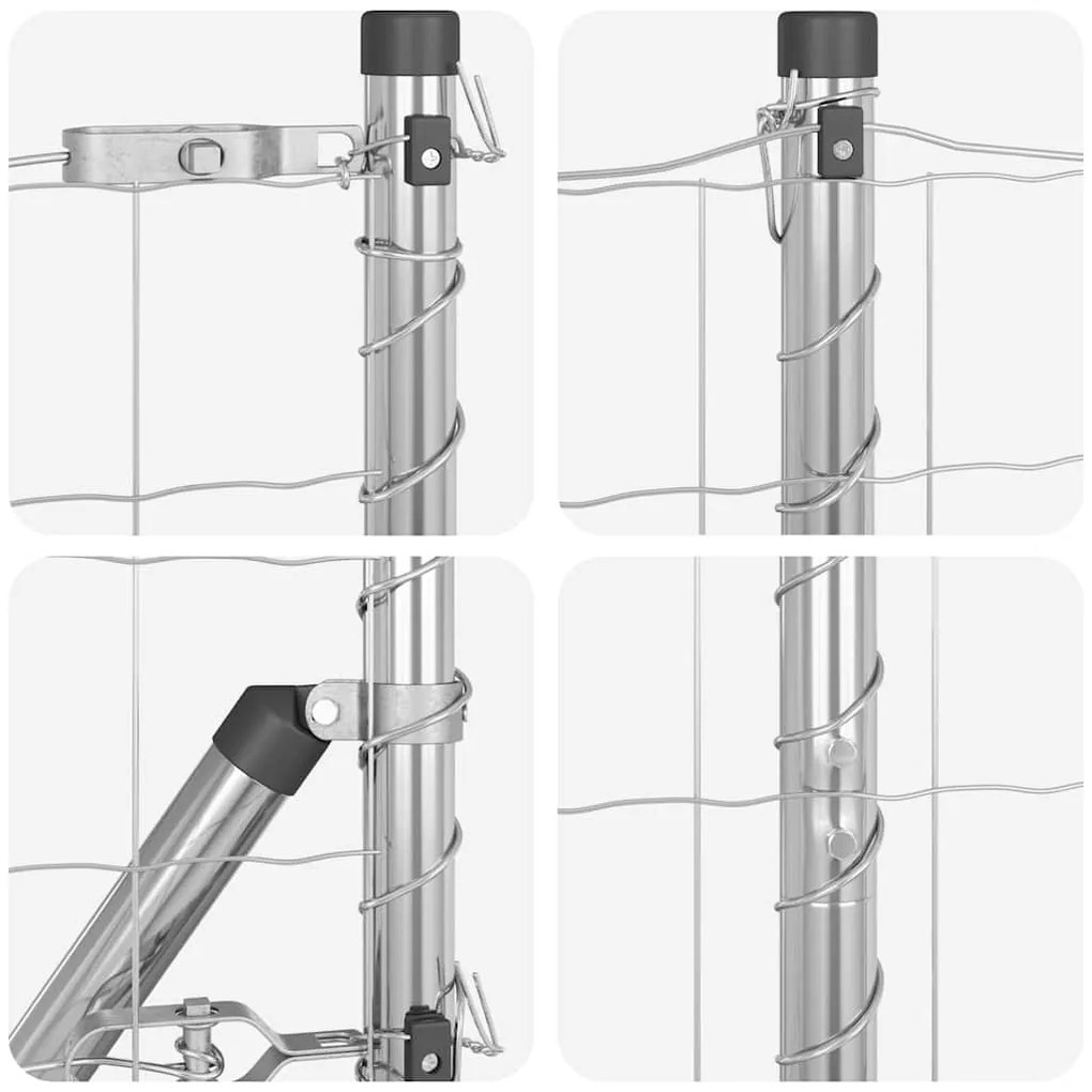 vidaXL Τεντώτο με στήριγμα Ασημί 1,2 x 25 m Χάλυβας και PVC