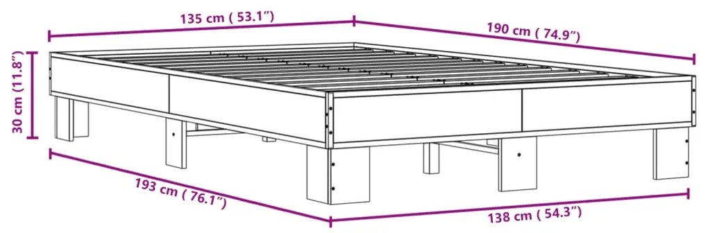 ΠΛΑΙΣΙΟ ΚΡΕΒΑΤΙΟΥ ΜΑΥΡΟ 135X190 ΕΚ. ΕΠΕΞ. ΞΥΛΟ &amp; ΜΕΤΑΛΛΟ 845892