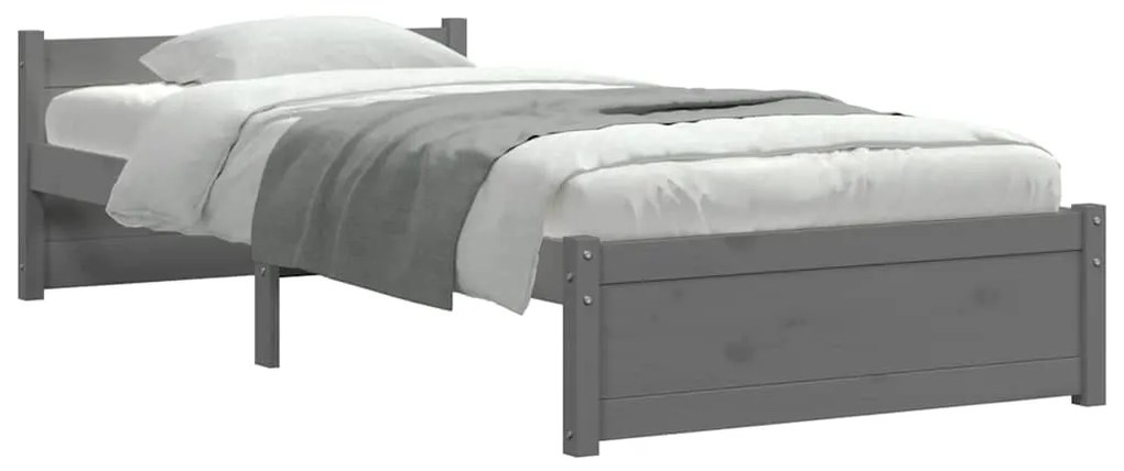 vidaXL Πλαίσιο Κρεβατιού Γκρι 75 x 190 εκ. από Μασίφ Ξύλο Small Single