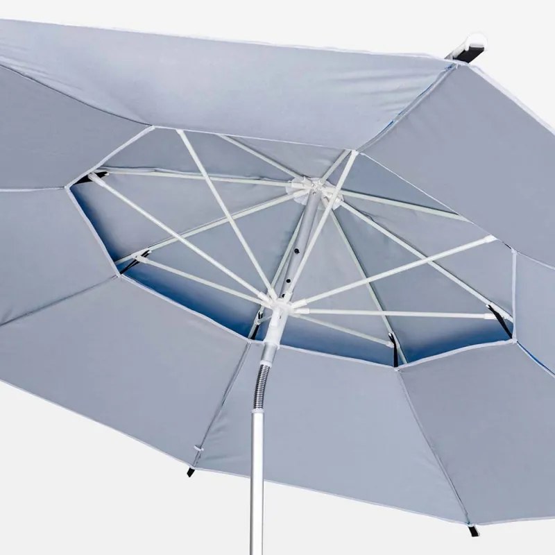Ομπρέλα παραλίας Muhler 22511008629, Ø190 cm, Ύψος 203 cm, 8 νευρώσεις από fiberglass, Ρυθμιζόμενη κλίση, UV προστασία UPF 50+, Μπλε