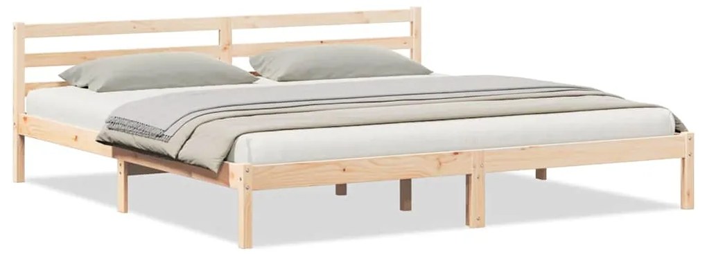 vidaXL Κρεβάτι με κεφαλάρι Καφέ 210 x 180 cm Μασίφ ξύλο πεύκου
