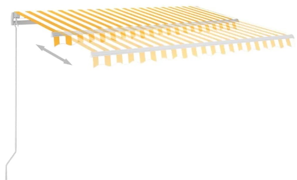 Τέντα Αυτόματη με LED &amp; Αισθ. Ανέμου Κίτρινο/Λευκό 3,5x2,5 μ. - Κίτρινο