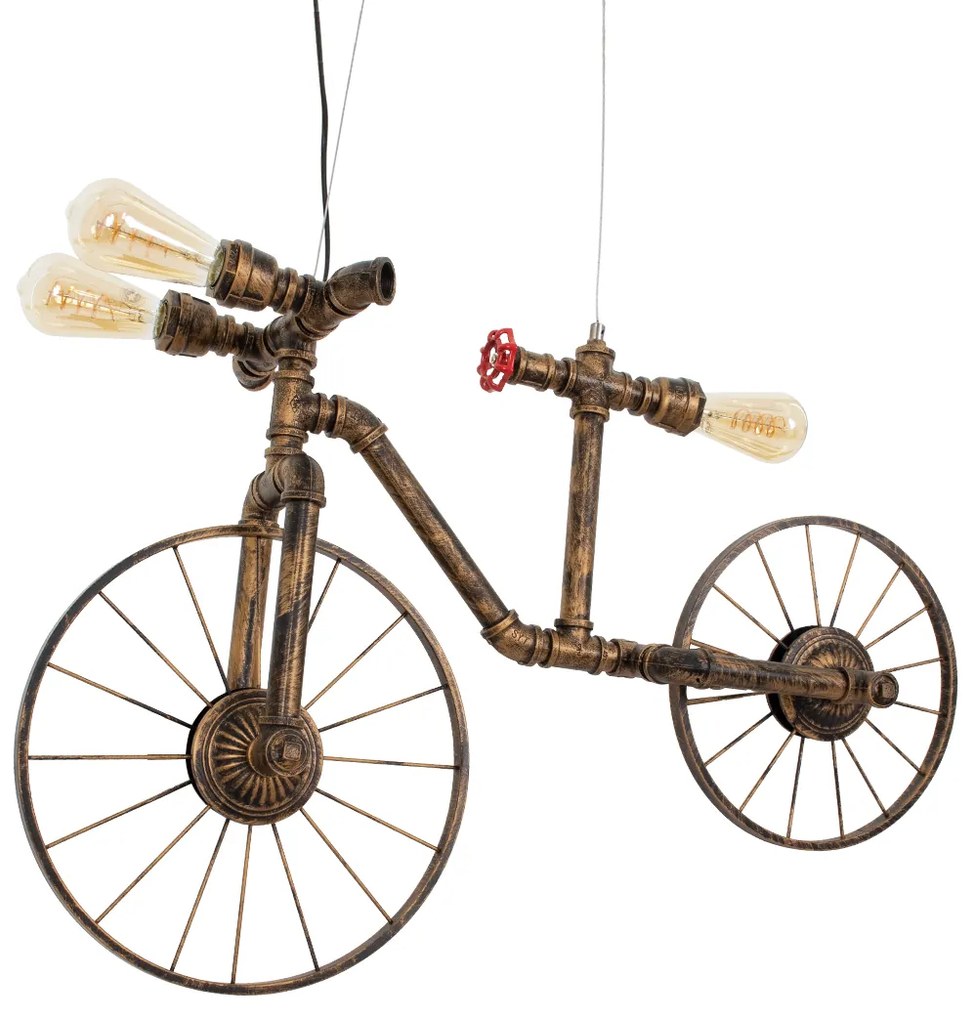 00660 GloboStar® GLOBOSTAR® SWIFTWALKER 00660 Vintage Κρεμαστό Φωτιστικό Οροφής με Ντουί 3 x E27 AC 220-240V IP20 - Χάλκινο &amp; Κόκκινο - Μ85 x Π29.5 x Υ55cm