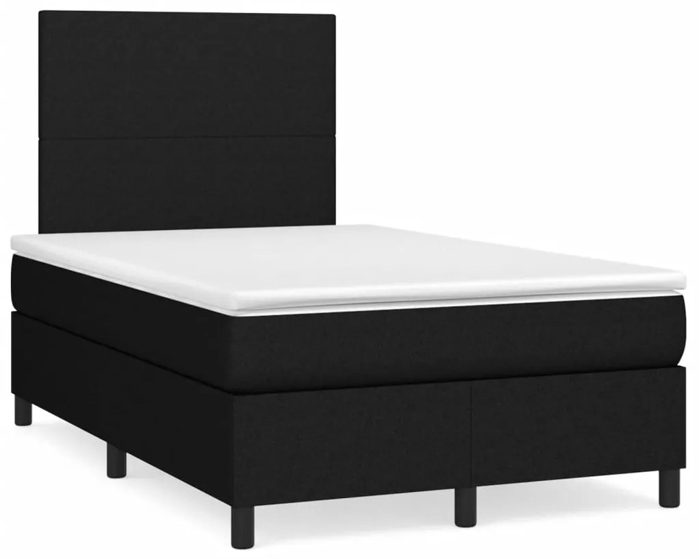 Κρεβάτι Boxspring με Στρώμα & LED Μαύρο 120x190 εκ. Υφασμάτινο