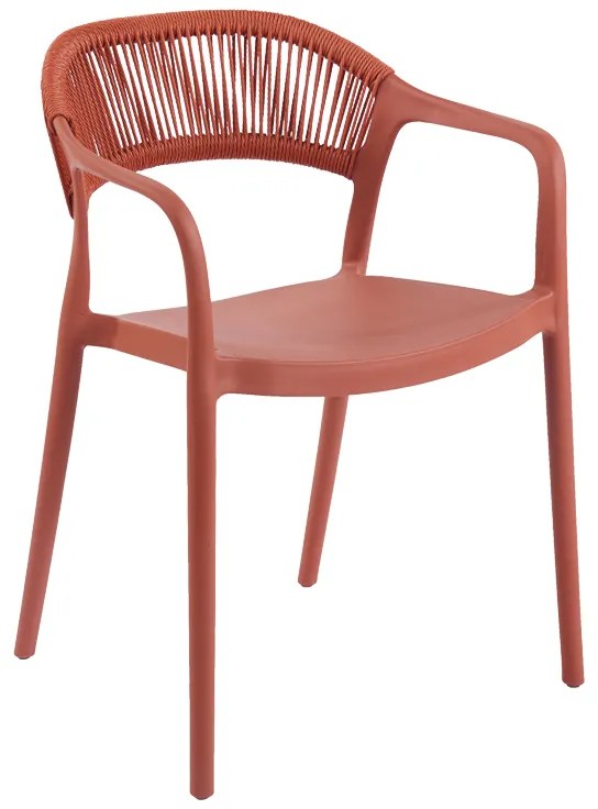 Πολυθρόνα Ankara pakoworld στοιβαζόμενη pp-pe rattan σε terracotta απόχρωση 54x55.5x77εκ