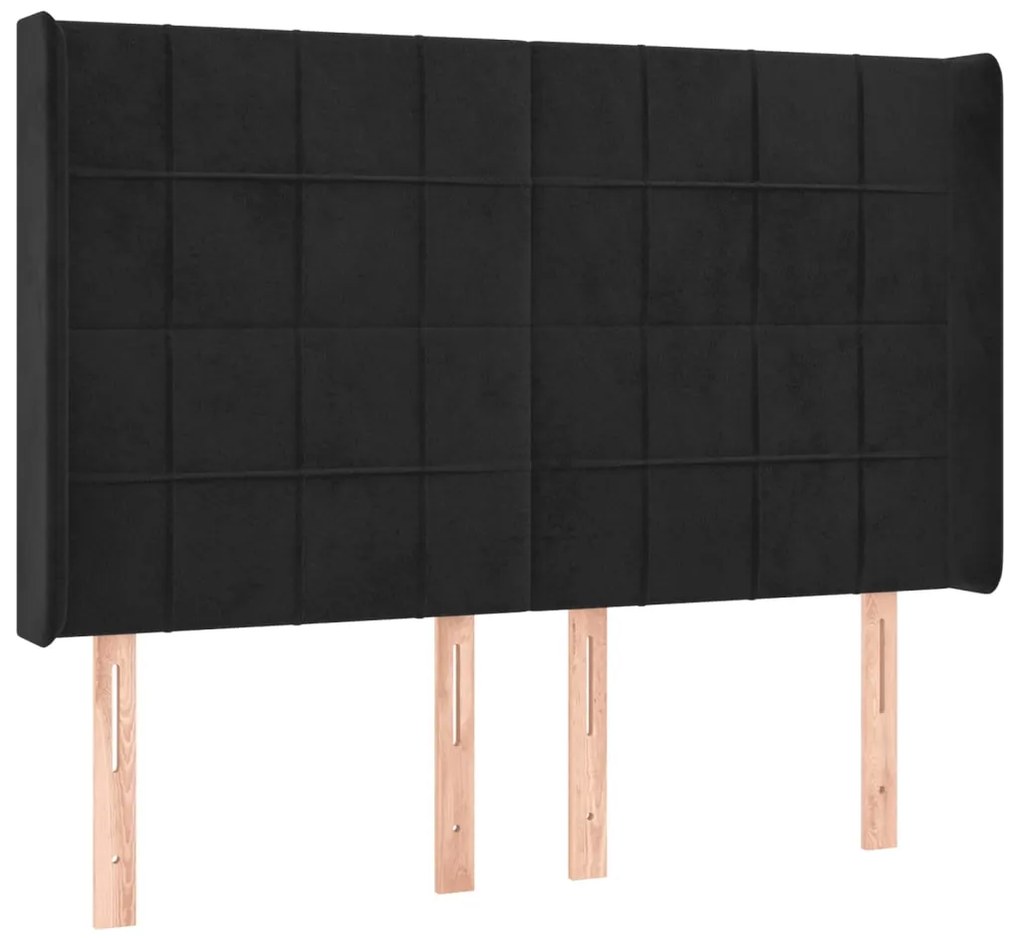 vidaXL Κεφαλάρι Κρεβατιού LED Μαύρο 147x16x118/128 εκ. Βελούδινο