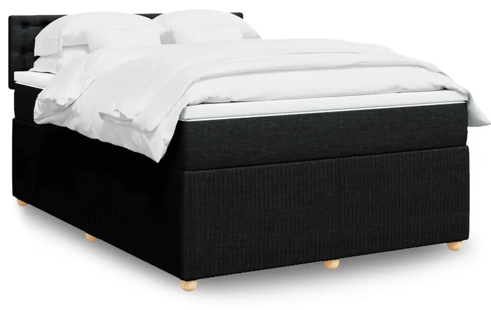 vidaXL Κρεβάτι Boxspring με Στρώμα Μαύρο 140x200 εκ. Υφασμάτινο