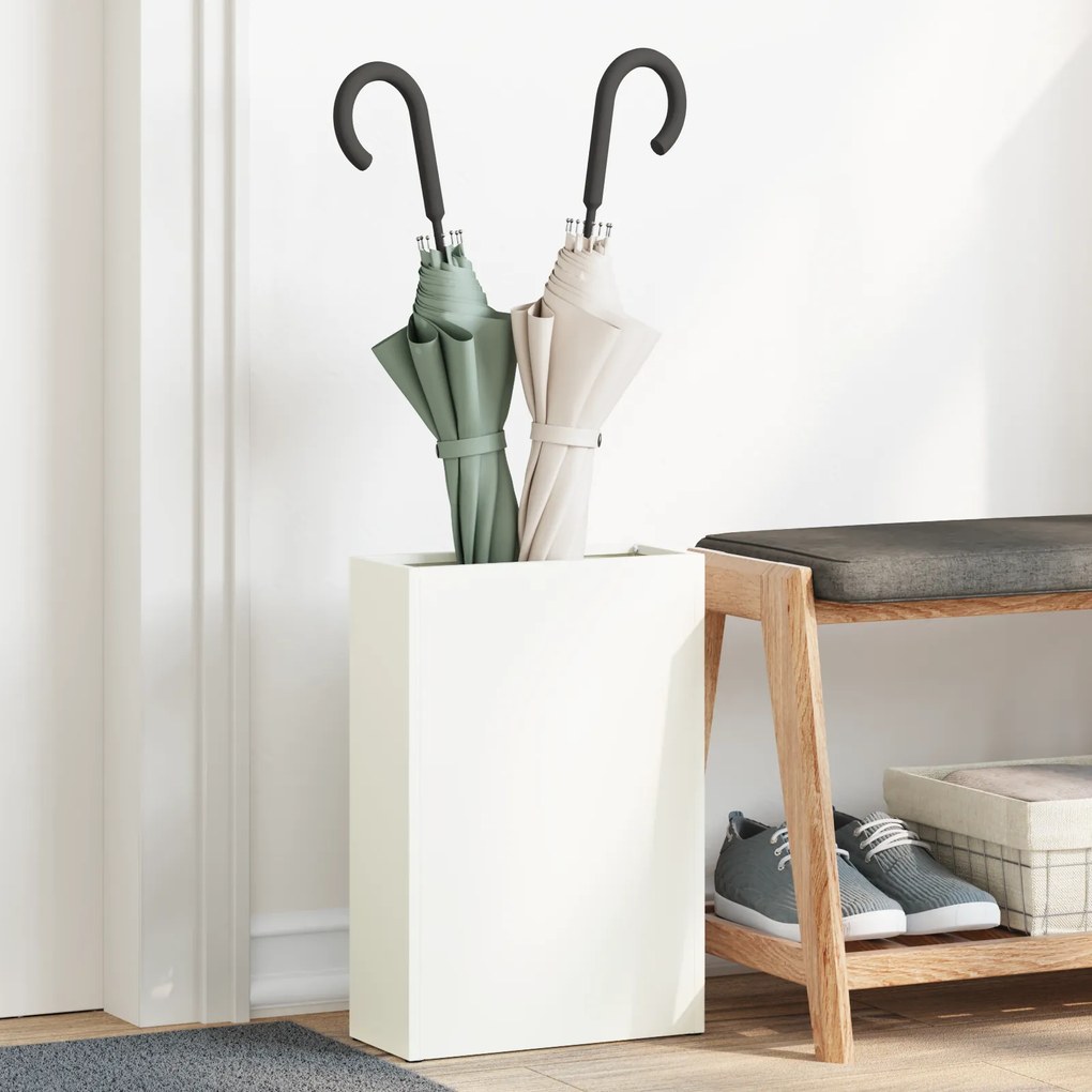 vidaXL Στηρίκτης Ομπρελών Λευκός, 28x12x41 εκ., Από Ατσάλι