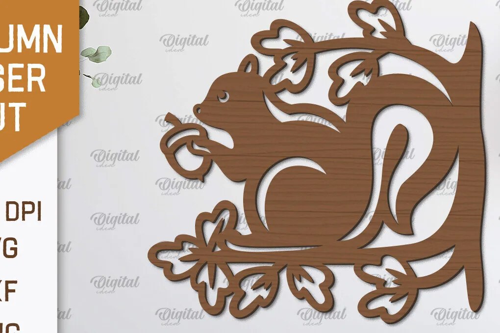 Intra απο ξύλο plywood 3mm-4mm πάχος Φθινοπωρινή διακόσμηση τοίχου με λέιζερ. Φθινοπωρινό Δίασταση 30x20 cm INTRAFABR-101606741