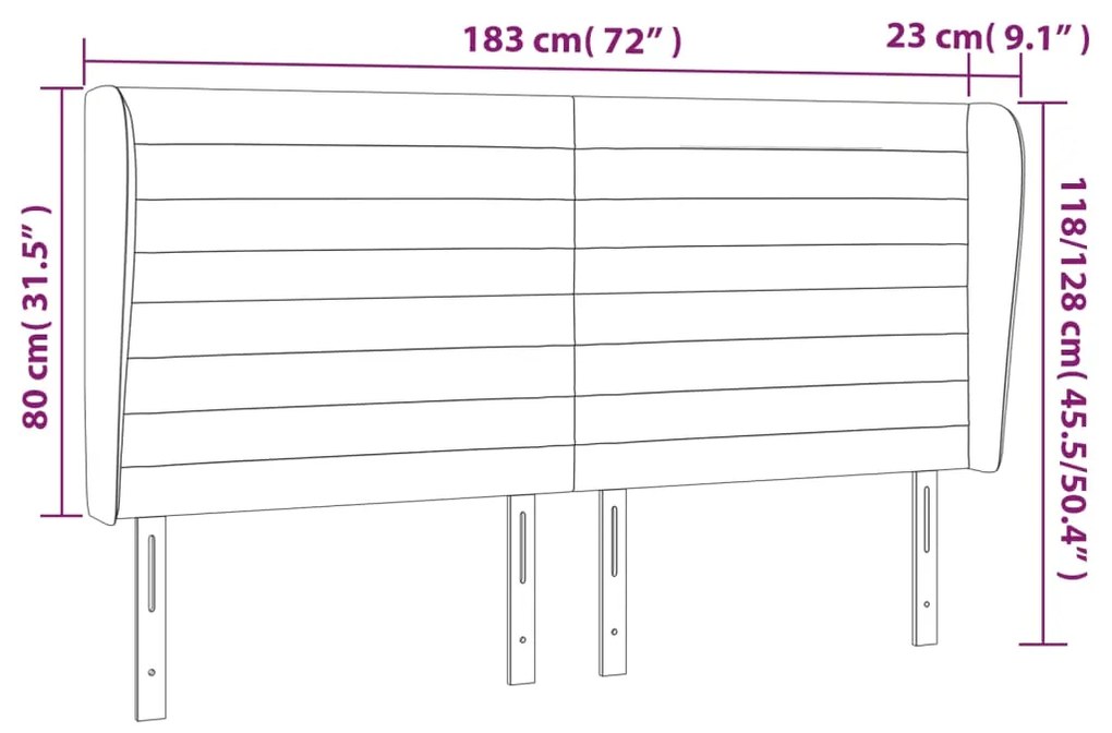 Κεφαλάρι με Πτερύγια Ροζ 183x23x118/128 εκ. Βελούδινο 3118161
