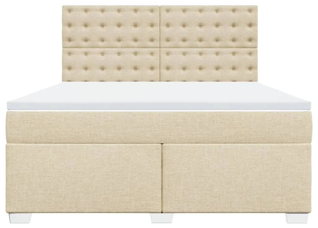 vidaXL Κρεβάτι Boxspring με Στρώμα Κρεμ 180x200 εκ. Υφασμάτινο