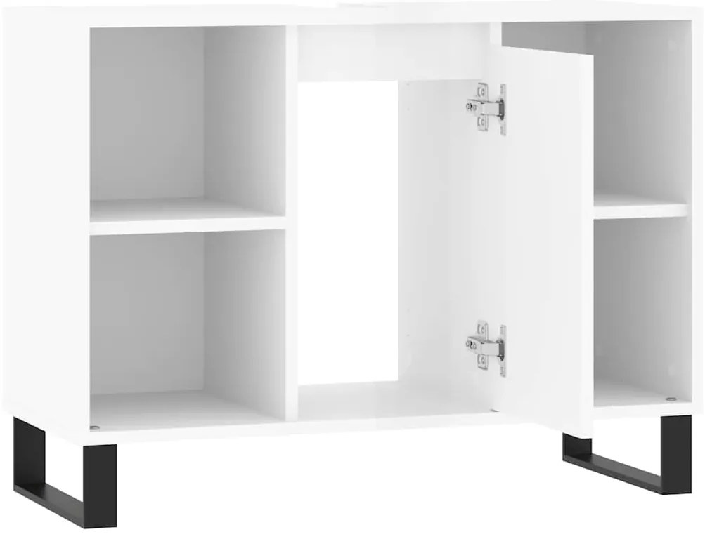 vidaXL Ντουλάπι Μπάνιου Γυαλ. Λευκό 80 x 33 x 60 εκ. από Επεξεργ. Ξύλο
