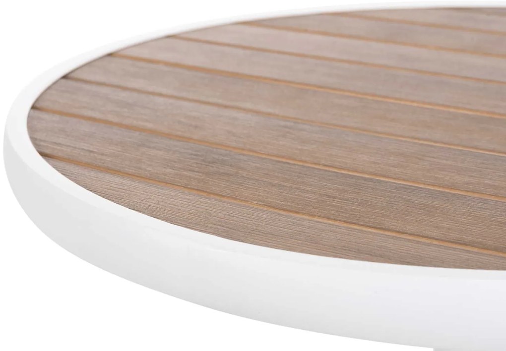ΤΡΑΠΕΖΙ ΑΛΟΥΜΙΝΙΟΥ ΣΤΡΟΓΓΥΛΟ ALEXA HM6086.02 ΛΕΥΚΟ-POLYWOOD TOP ΦΥΣΙΚΟ Φ60x73Υεκ.