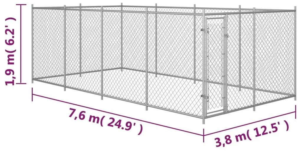 Κλουβί Σκύλου Εξωτερικού Χώρου 8 x 4 x 2 μ. - Ασήμι