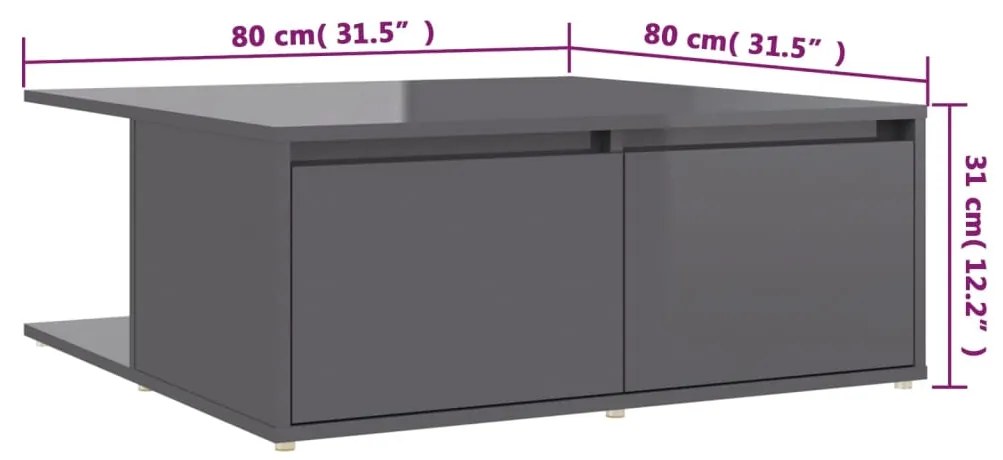 ΤΡΑΠΕΖΑΚΙ ΣΑΛΟΝΙΟΥ ΓΥΑΛΙΣΤΕΡΟ ΓΚΡΙ 80 X 80 X 31 ΕΚ. ΜΟΡΙΟΣΑΝΙΔΑ 806884