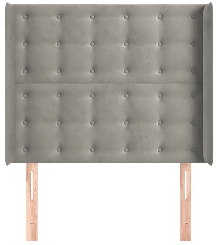 vidaXL Κεφαλάρι με Πτερύγια Ανοιχτό Γκρι 93x16x118/128 εκ. Βελούδινο