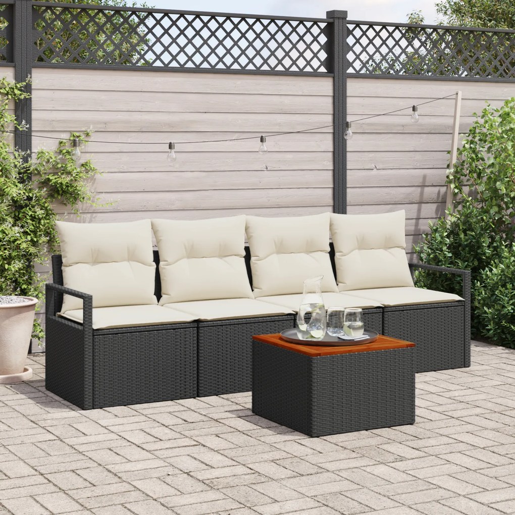vidaXL Σετ Καναπέ Κήπου 5 pcs Μαύρος, λευκός 55 x 55 x 37 εκ