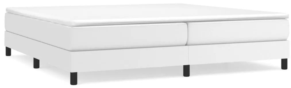vidaXL Κρεβάτι Boxspring με Στρώμα Λευκό 200x200 εκ. Συνθετικό Δέρμα