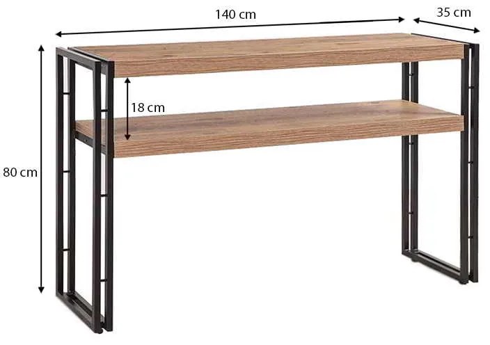 Κονσόλα Atlas Megapap μεταλλική - μελαμίνης χρώμα atlantic pine 140x35x80εκ.