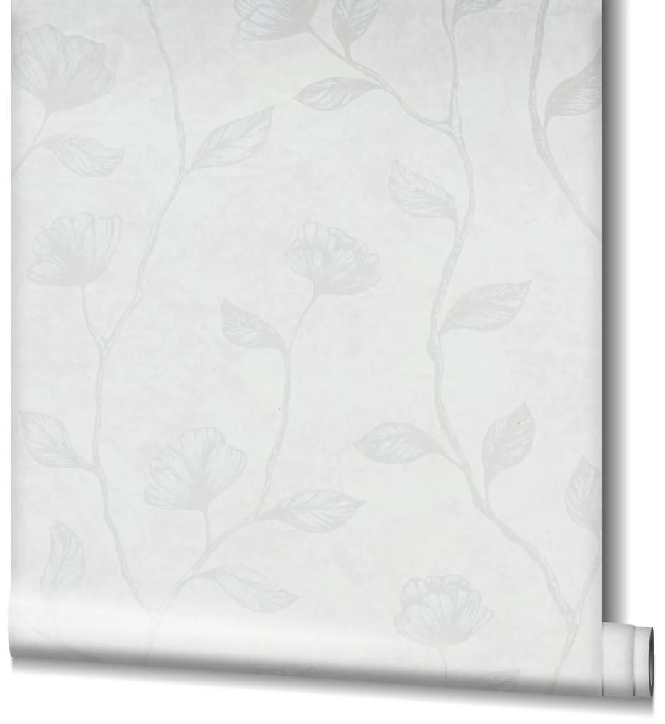 Ταπετσαρία τοίχου Floral Μεταλλικό Κρεμ-Λευκό 34803 0,53x10.05m