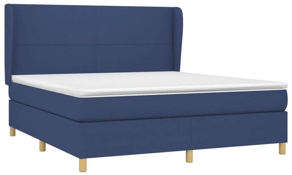 vidaXL Κρεβάτι Boxspring με Στρώμα Μπλε 160x200 εκ. Υφασμάτινο