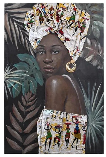 ΚΑΔΡΟ Fylliana African lady 701 ΜΑΥΡΟ-ΜΠΕΖ-ΚΑΦΕ ΧΡΩΜΑ 60x3x90εκ