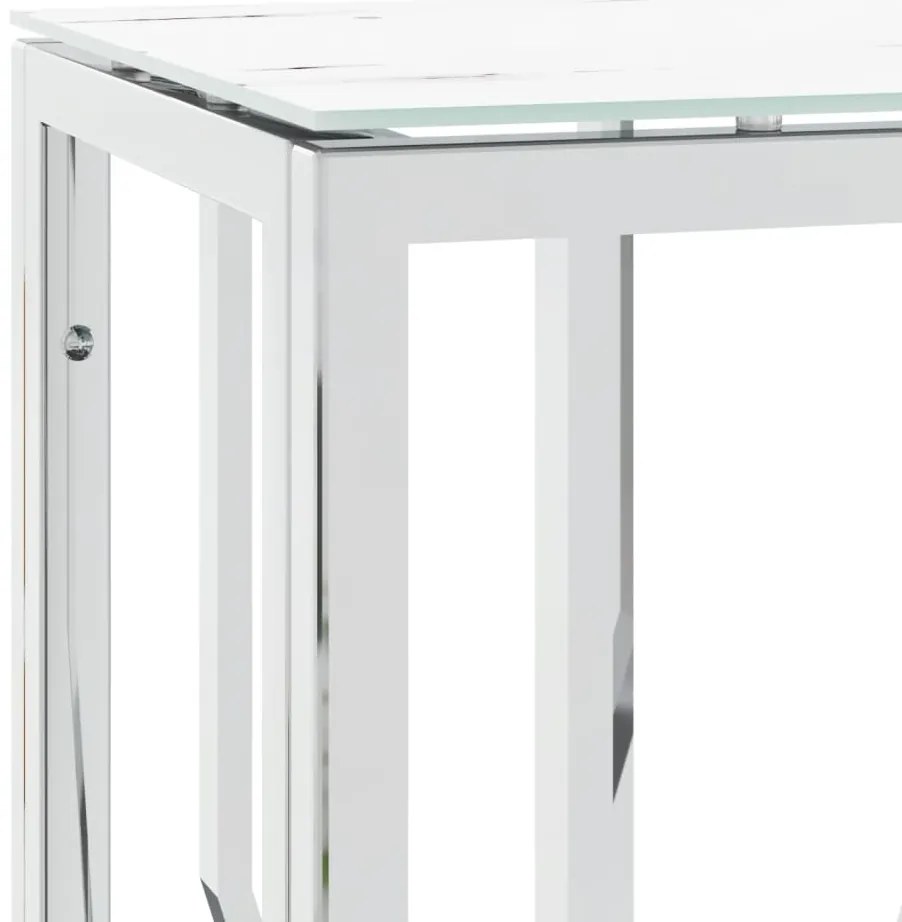 vidaXL Τραπέζι Κονσόλα Ασημί 70x30x70 εκ. Ανοξείδωτο Ατσάλι και Γυαλί