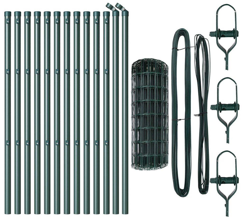 vidaXL Euro Fence με 13 Πόλους 0.4x25 μ Γαλβανισμένος Χάλυβας Πράσινος