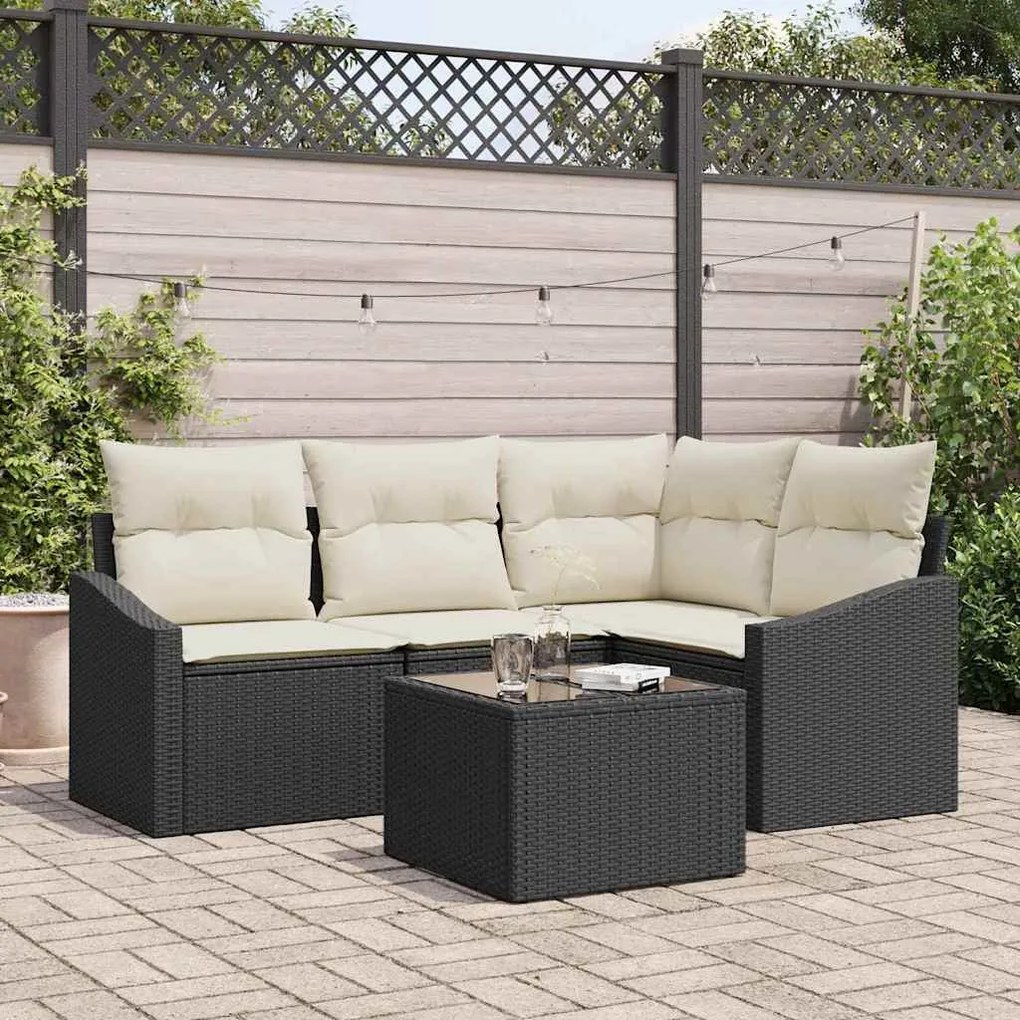 vidaXL Σετ Καναπέ Κήπου 5 pcs Μαύρο Πολυ ράταν