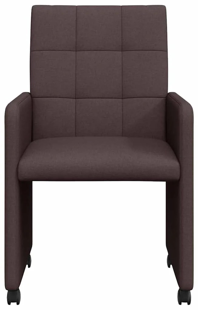 vidaXL Καρέκλες Φαγητού με Ρόδες 2 pcs Σκούρο καφέ Σκούρο καφέ ύφασμα
