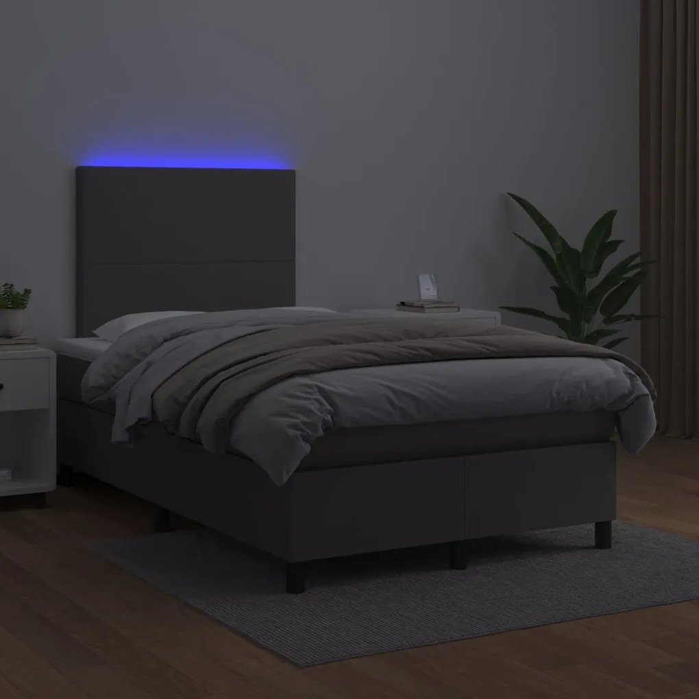 ΚΡΕΒΑΤΙ BOXSPRING ΜΕ ΣΤΡΩΜΑ &amp; LED ΓΚΡΙ 120X200 ΕΚ. ΣΥΝΘ. ΔΕΡΜΑ 3135817