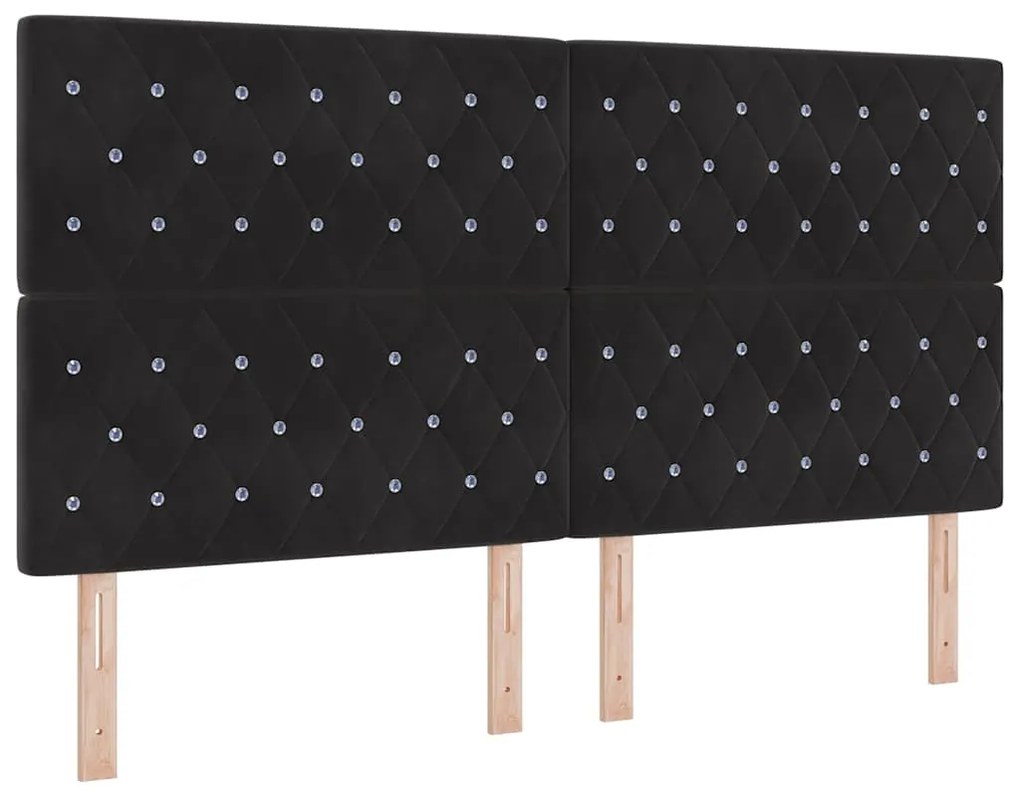 vidaXL Κεφαλάρι LED με φώτα λωρίδας LED Argyle Μαύρο 90 cm Βελούδο