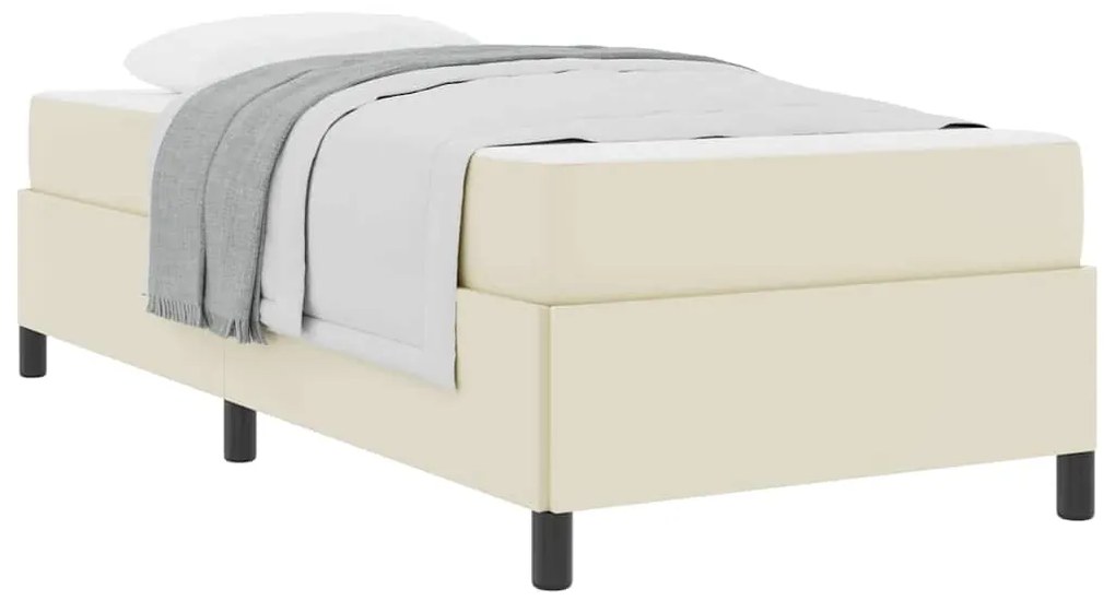 vidaXL Σκελετός κρεβατιού με στρώμα Κρεμ 100 x 200 cm Τεχνητό δέρμα