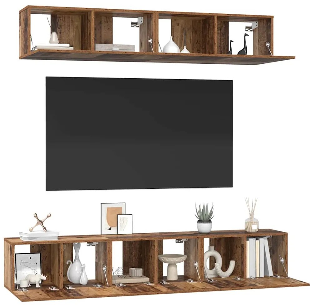 vidaXL Σετ επίπλου τηλεόρασης 5 pcs Παλιό Ξύλο Επεξεργασμένο ξύλο