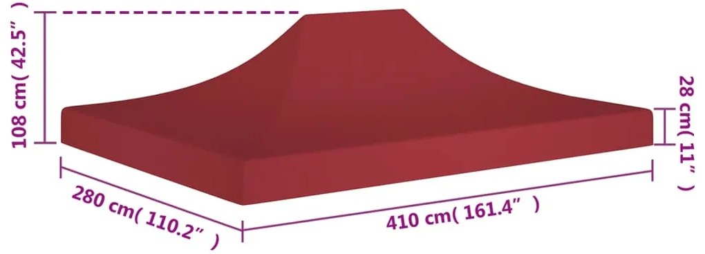 vidaXL Κάλυμμα Τέντας Εκδηλώσεων Μπορντό 4 x 3 μ. 270 γρ/μ²