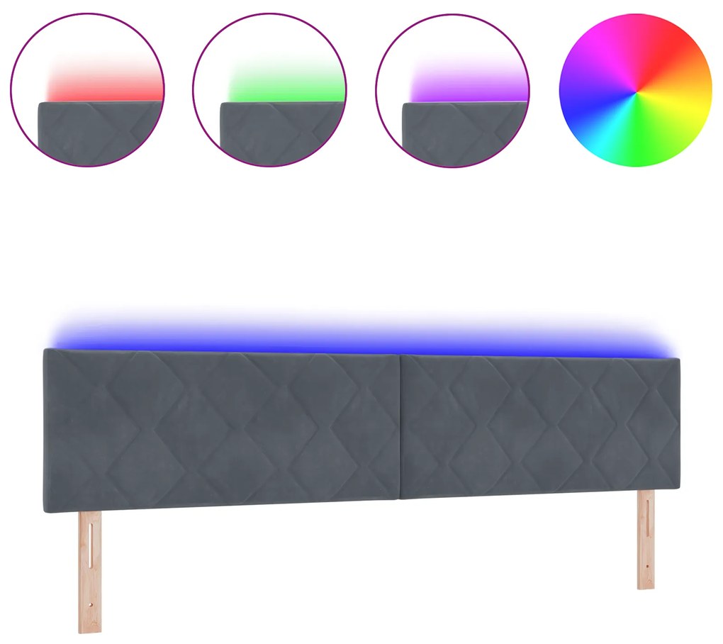 vidaXL LED κεφαλάρι σχεδίου διαμαντιών σκούρο γκρι 200 εκ. βελούδο